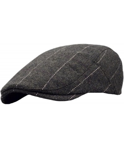 British Mens Newsboy Flat Hats Vintage Adjustable Striped Plaid Beret Hat Cabbie Duckbill Cap Boyfriend Gifts Black $14.45 Ne...