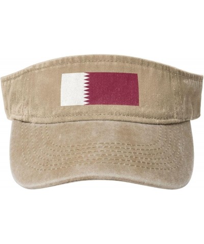 Flag of Qatar Sun Visor Hats for Women Men Sun Hat Vintage Golf Hat Adjustable Baseball Cap Natural $12.63 Visors