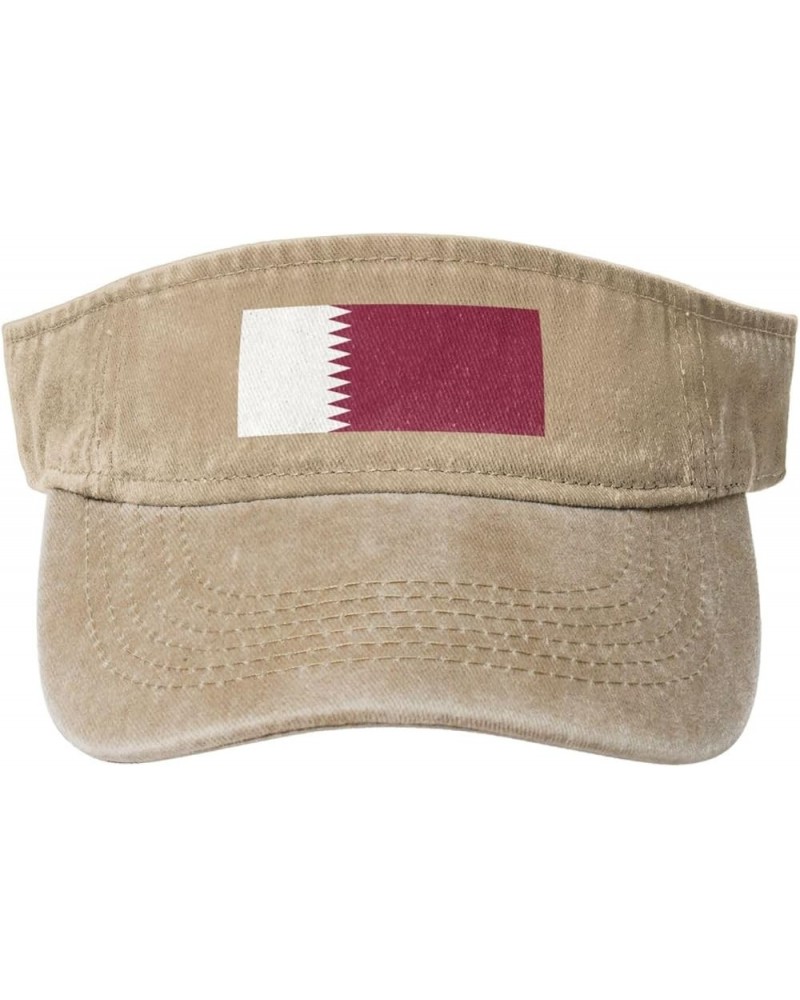 Flag of Qatar Sun Visor Hats for Women Men Sun Hat Vintage Golf Hat Adjustable Baseball Cap Natural $12.63 Visors