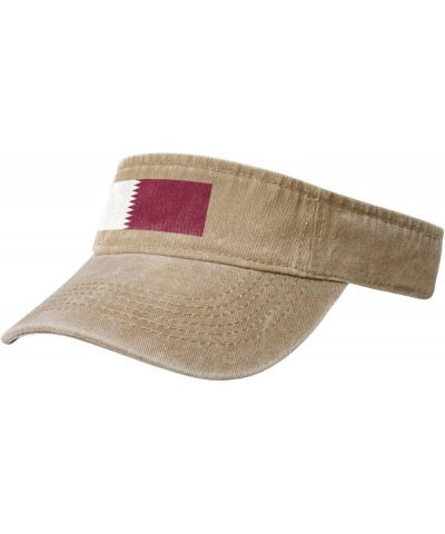 Flag of Qatar Sun Visor Hats for Women Men Sun Hat Vintage Golf Hat Adjustable Baseball Cap Natural $12.63 Visors