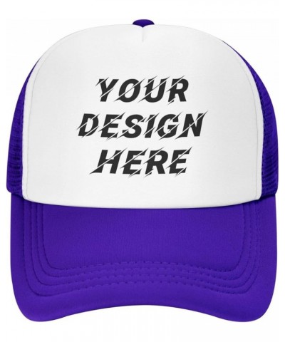 Custom Hats Add Your Own Text Name Logo Photo Trucker Hats Purple $7.63 Baseball Caps