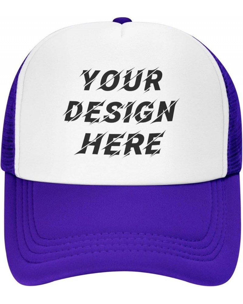 Custom Hats Add Your Own Text Name Logo Photo Trucker Hats Purple $7.63 Baseball Caps