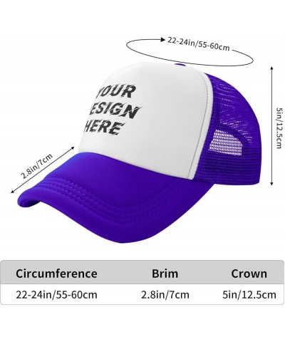 Custom Hats Add Your Own Text Name Logo Photo Trucker Hats Purple $7.63 Baseball Caps