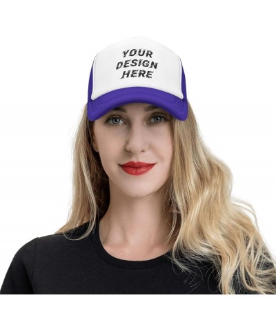 Custom Hats Add Your Own Text Name Logo Photo Trucker Hats Purple $7.63 Baseball Caps