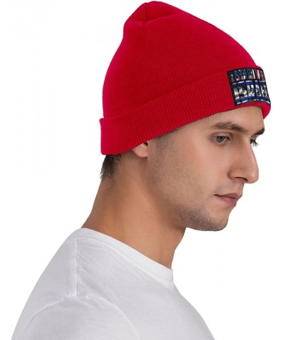 I Stand with Israel USA American Flag Israel Israeli National Flag Knit Hats Winter Warm Chunky Beanie Hat for Men Women Red ...