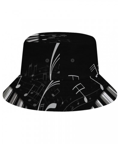 Bucket Hat for Women Beach Fisherman Hats Black White Musical Note Outdoor Fisherman Cap Beach Fishing Hat $13.11 Bucket Hats