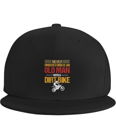 Never Underestimate an Old Man with A Dirt Bike Snapback Hats for Men Baseball Cap Trucker Hat Flat Brim Hats Black $13.05 Ba...