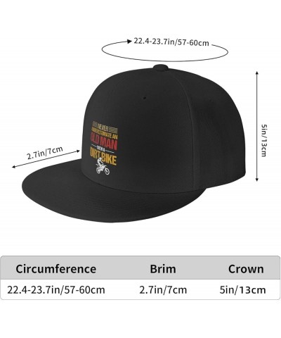 Never Underestimate an Old Man with A Dirt Bike Snapback Hats for Men Baseball Cap Trucker Hat Flat Brim Hats Black $13.05 Ba...