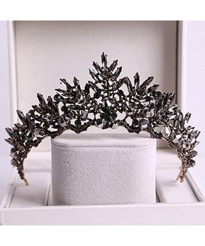 Hair Jewelry Crown Tiaras for Women Baroque Black Crystal Big Round Bridal Tiaras Crowns Pageant Prom Diadem Rhinestone Veil ...