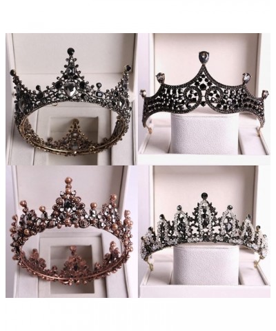 Hair Jewelry Crown Tiaras for Women Baroque Black Crystal Big Round Bridal Tiaras Crowns Pageant Prom Diadem Rhinestone Veil ...