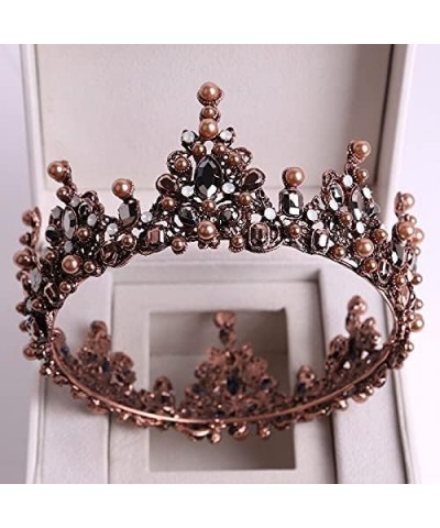 Hair Jewelry Crown Tiaras for Women Baroque Black Crystal Big Round Bridal Tiaras Crowns Pageant Prom Diadem Rhinestone Veil ...