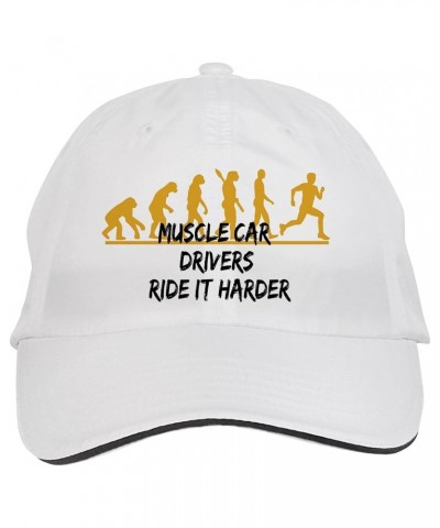 Muscle CAR Drivers Ride IT Harder Run Runner Hat Adjustable Cap, DesB77 White $13.35 Baseball Caps