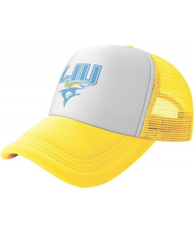 Long Island University Logo Trucker Hats for Both Men and Women - Mesh Baseball Snapback Hats Yellow $10.50 Baseball Caps