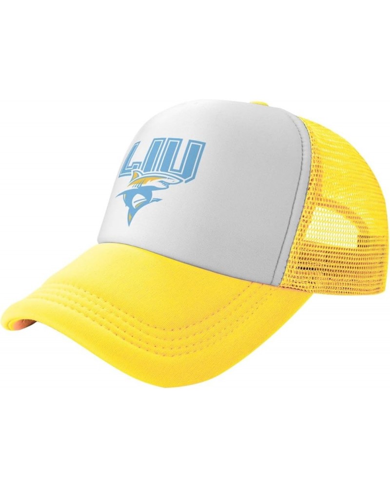 Long Island University Logo Trucker Hats for Both Men and Women - Mesh Baseball Snapback Hats Yellow $10.50 Baseball Caps