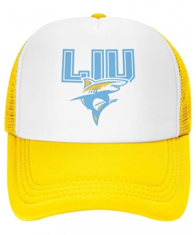 Long Island University Logo Trucker Hats for Both Men and Women - Mesh Baseball Snapback Hats Yellow $10.50 Baseball Caps