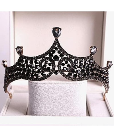 Hair Jewelry Crown Tiaras for Women Baroque Black Crystal Big Round Bridal Tiaras Crowns Pageant Prom Diadem Rhinestone Veil ...