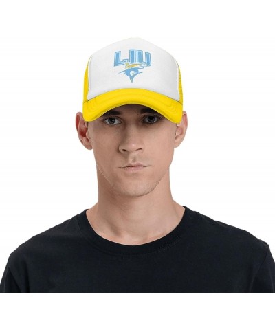 Long Island University Logo Trucker Hats for Both Men and Women - Mesh Baseball Snapback Hats Yellow $10.50 Baseball Caps