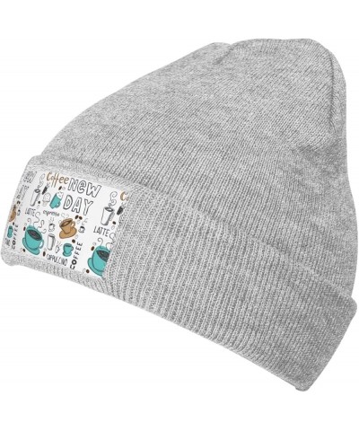 Delicious Coffee Print Baggy Beanie Cap Unisex Multifunction Fashion Scarf Soft Stretch Winter Warm Hats Gray $11.24 Skullies...