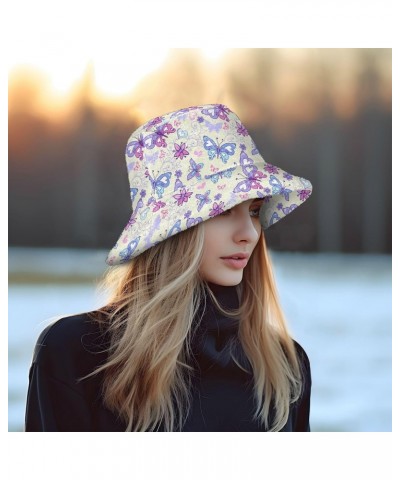 Butterflies Bucket Hat for Women Men Packable Bucket Hat Unisex Golf Bucket hat for Outdoor Travel Fall Winter Multicolor $11...