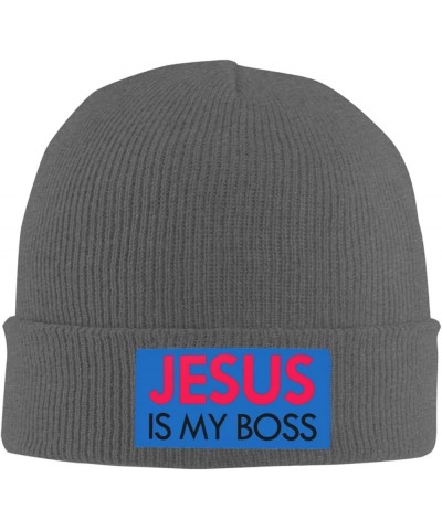 Christian Knit Hat Jesus is My Boss Knit Cap Christ 2024 Warm Winter Cap for Men Women Funny Fashion Beanie Hat Deep Heather ...