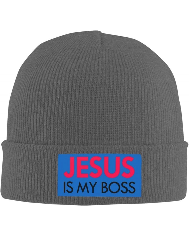 Christian Knit Hat Jesus is My Boss Knit Cap Christ 2024 Warm Winter Cap for Men Women Funny Fashion Beanie Hat Deep Heather ...