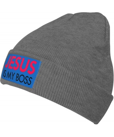 Christian Knit Hat Jesus is My Boss Knit Cap Christ 2024 Warm Winter Cap for Men Women Funny Fashion Beanie Hat Deep Heather ...