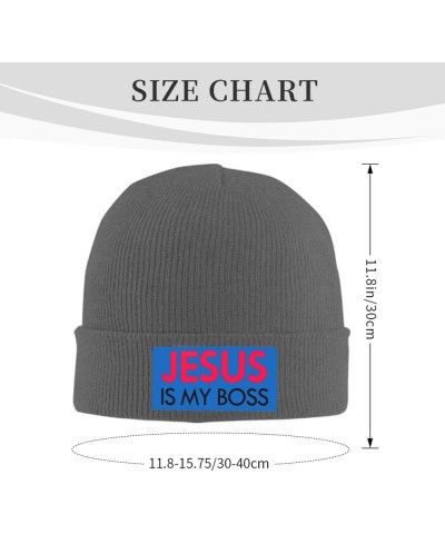 Christian Knit Hat Jesus is My Boss Knit Cap Christ 2024 Warm Winter Cap for Men Women Funny Fashion Beanie Hat Deep Heather ...