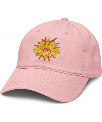 Shine Bright Letters and Sun icon Adjustable Baseball Hat Pink $12.42 Baseball Caps