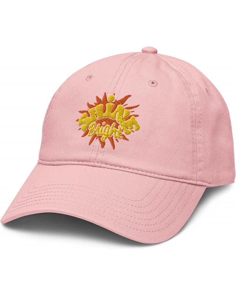 Shine Bright Letters and Sun icon Adjustable Baseball Hat Pink $12.42 Baseball Caps