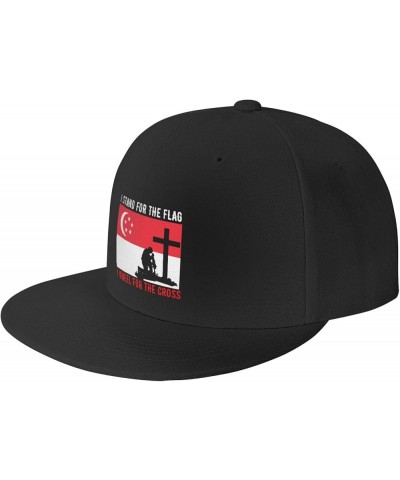 I Stand for The Singapore Flag and I Kneel for The Cross Snapback Hats for Men Baseball Cap Trucker Hat Flat Brim Hats Black ...