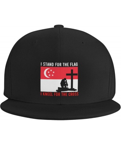 I Stand for The Singapore Flag and I Kneel for The Cross Snapback Hats for Men Baseball Cap Trucker Hat Flat Brim Hats Black ...