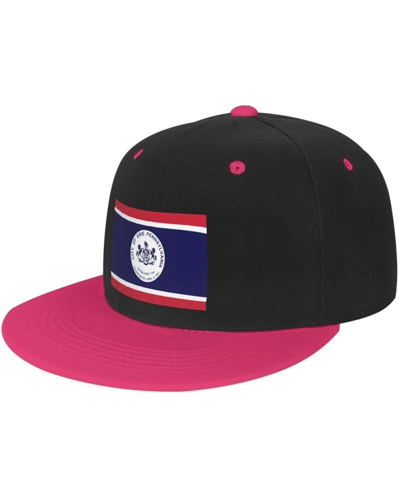 Flag of Erie, Pennsylvania Baseball Cap for Men Women Snapback Hat Adjustable Flat Bill Hats Pink $13.60 Baseball Caps