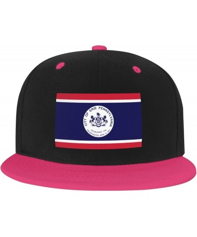 Flag of Erie, Pennsylvania Baseball Cap for Men Women Snapback Hat Adjustable Flat Bill Hats Pink $13.60 Baseball Caps