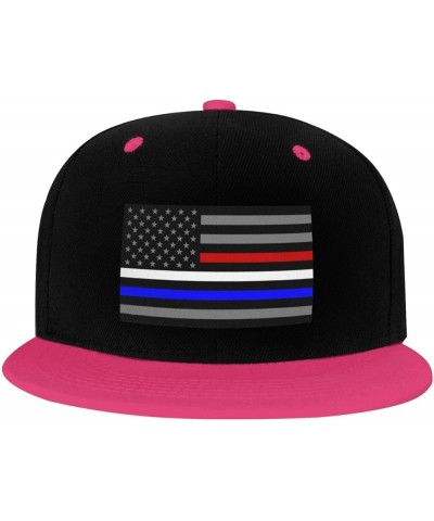 United States Thin Line Red White Blue Flag Snapback Hat for Men Women Baseball Cap Trucker Flat Bill Hats Dad Caps Pink $10....