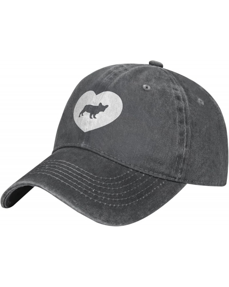 I Love French Bulldog Cowboy Cap Adjustable Washable Cowboy Baseball Hat Unisex Black Deep Heather $13.40 Cowboy Hats