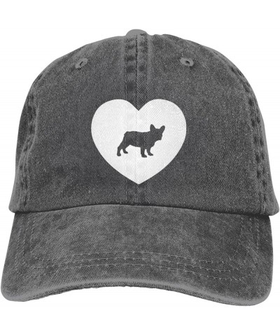 I Love French Bulldog Cowboy Cap Adjustable Washable Cowboy Baseball Hat Unisex Black Deep Heather $13.40 Cowboy Hats