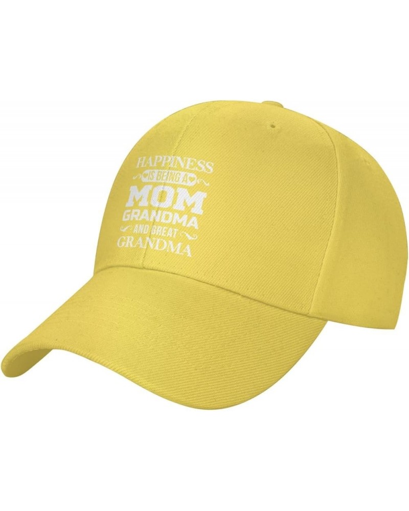 Happiness is Being a Grandma Peaked Hat Adjustable Solid Color Curved Peaked Cap Unisex Black Yellow $13.10 Newsboy Caps