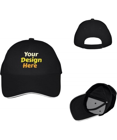 Custom Hats Design Your Own Personalized Baseball Cap Trucker Hat for Men Kids Logo Maker Black Printed -Text&Image Sandwich-...