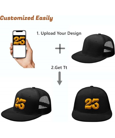 Custom Hats Design Your Own Personalized Baseball Cap Trucker Hat for Men Kids Logo Maker Black Printed -Text&Image Sandwich-...