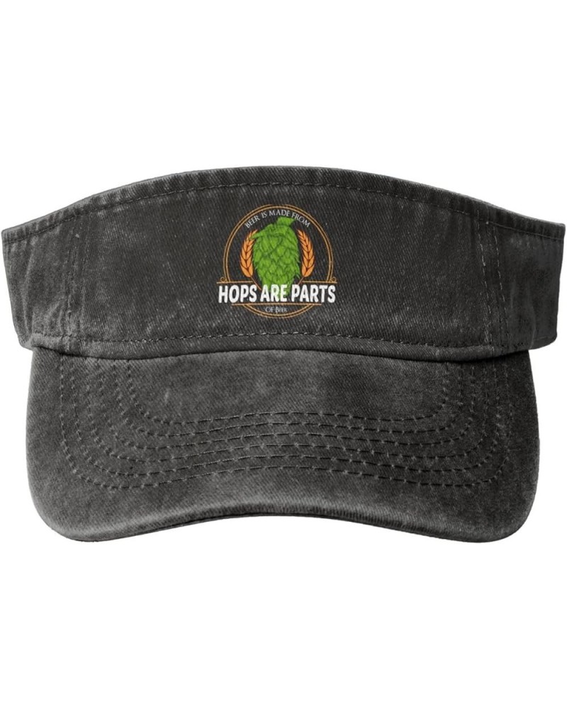 Beer is Made from Hops Ard Parts Sun Visor Hats for Women Men Sun Hat Cotton Golf Hat Vintage Baseball Cap Black $10.10 Visors