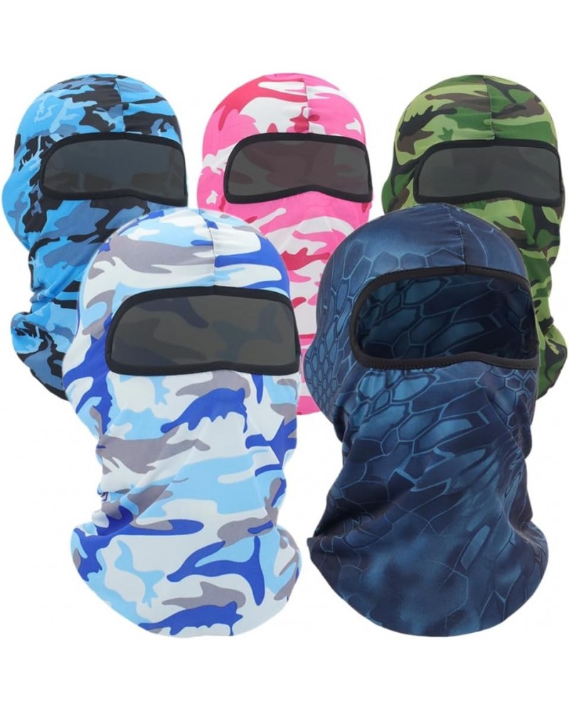 Thin Balaclava Mask Head Mask Full Face Mask Windproof Sun UV Protection Hood for Women Men 5 Python Blue+camo Blue+camo Ligh...