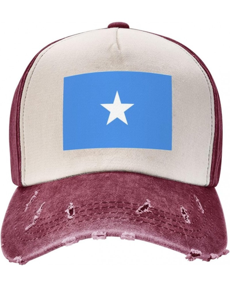 Somalia Flag Upgrade Your Style with Funny Adjustable Cotton Baseball Caps for Men and Women Dark Red $14.77 Baseball Caps