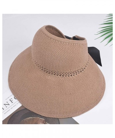 Adjustable Cycling Hat Straw Ladies Beach Hat Floppy Women Cap Summer Sunscreen Baseball Caps Khaki $8.22 Sun Hats