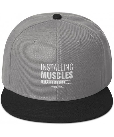 Installing Muscles Snapback Hat Black / Gray / Gray $18.28 Baseball Caps