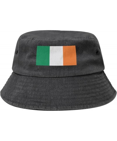 Flag of Lreland Bucket Hats Summer Fisherman Cap Demin Hat for Women Men Black $13.49 Bucket Hats