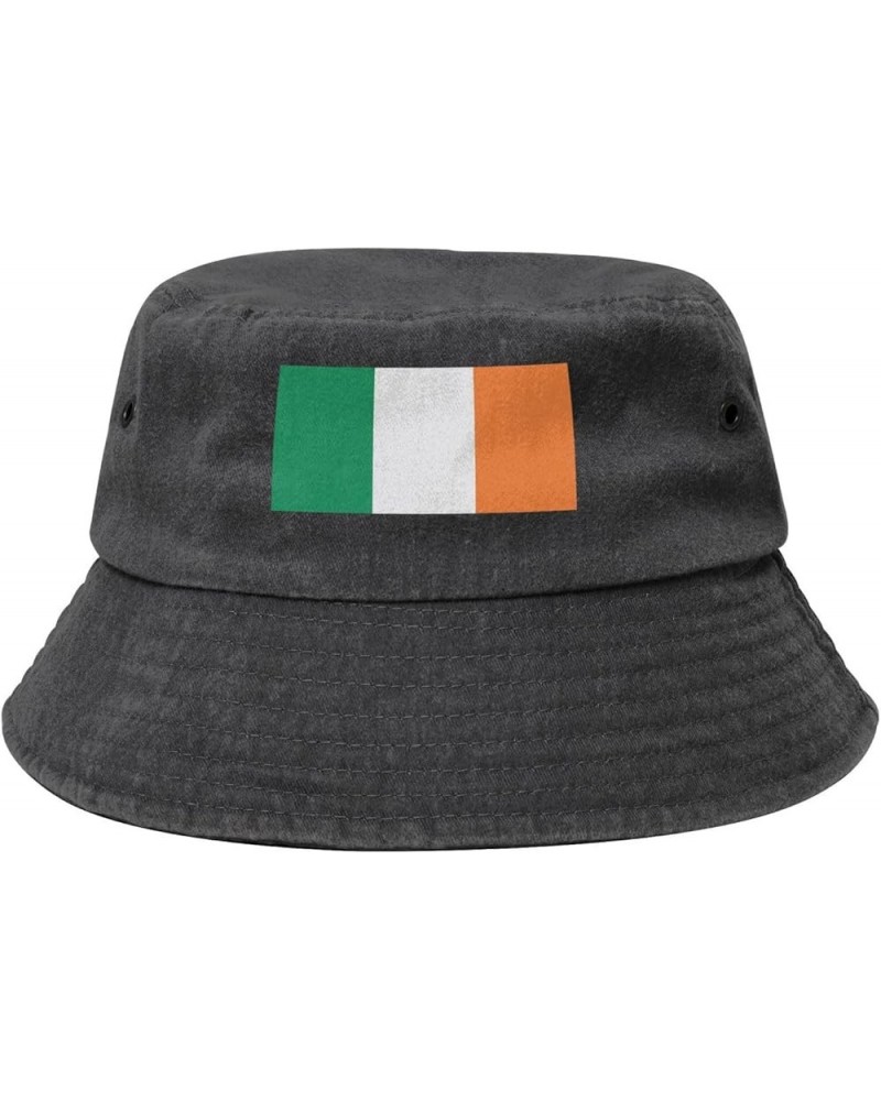 Flag of Lreland Bucket Hats Summer Fisherman Cap Demin Hat for Women Men Black $13.49 Bucket Hats