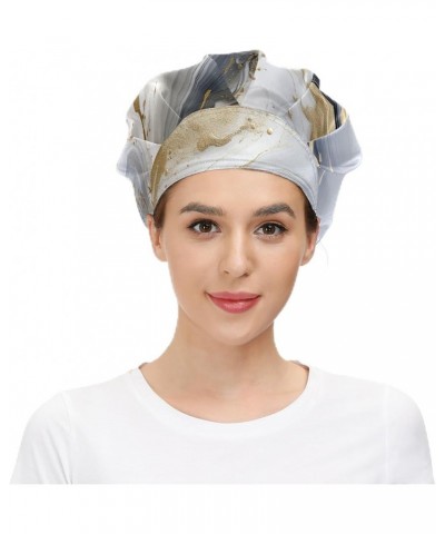 Working Cap with Sweatband Elastic Toggle Adjustable Bouffant Hats Printed for Woman Man (33) Marble Yellow_1 $11.99 Balaclavas