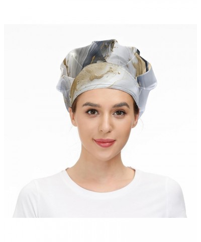 Working Cap with Sweatband Elastic Toggle Adjustable Bouffant Hats Printed for Woman Man (33) Marble Yellow_1 $11.99 Balaclavas