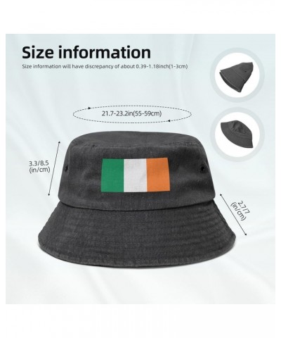 Flag of Lreland Bucket Hats Summer Fisherman Cap Demin Hat for Women Men Black $13.49 Bucket Hats