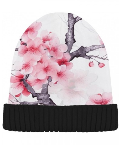 Flower Floral Pink Knit Beanie Hat for Men and Women, Unisex Skull Cap Pure Black Inside 20848616 $11.21 Skullies & Beanies